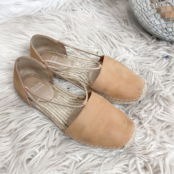 Eileen Fisher Tan Leather Espadrilles Sandals - Picture 1 of 7